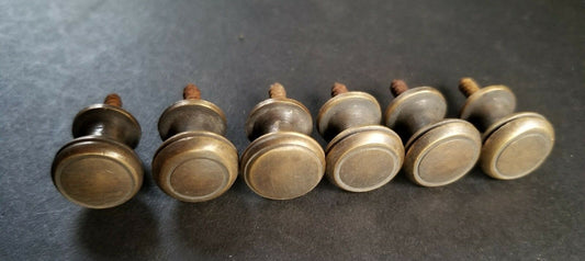 6 Solid Brass SMALL Stacking Barrister Bookcase 1/2"dia Knobs drawer Pulls #K18