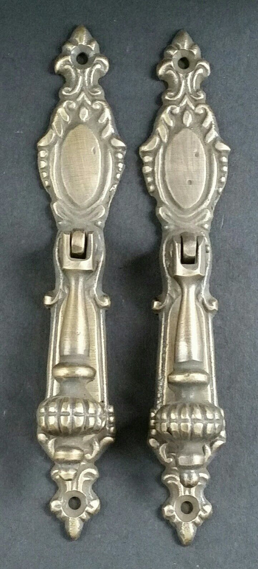 2 Lg.Ornate Vertical Teardrop Brass Handle Drawer Pulls 5 7/8" #H18