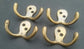 Set of 4 Small double Coat Hat Hooks Antique style Solid Brass 2 1/2" #C1