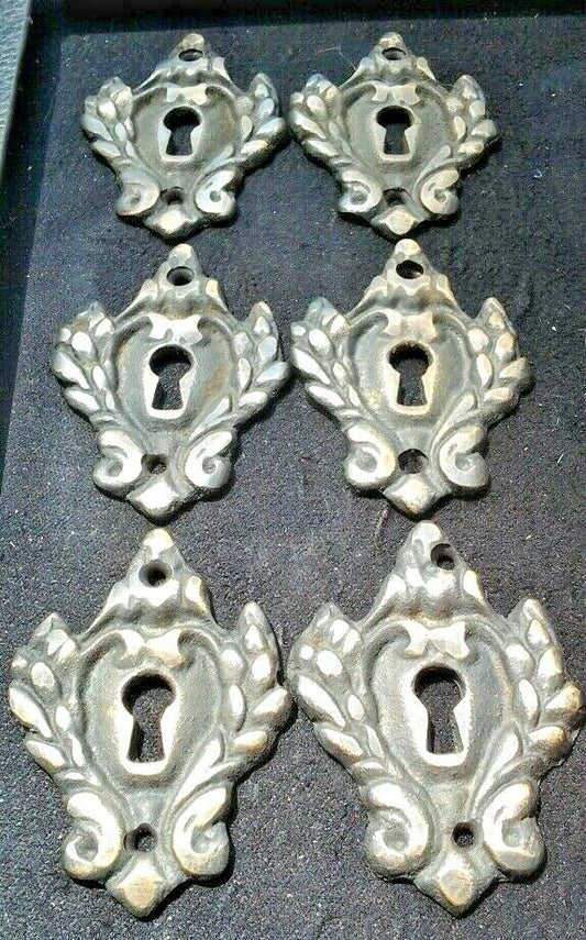 6 vintage antique eschutcheons ornate large size 2 1/4" jewelry component #E1