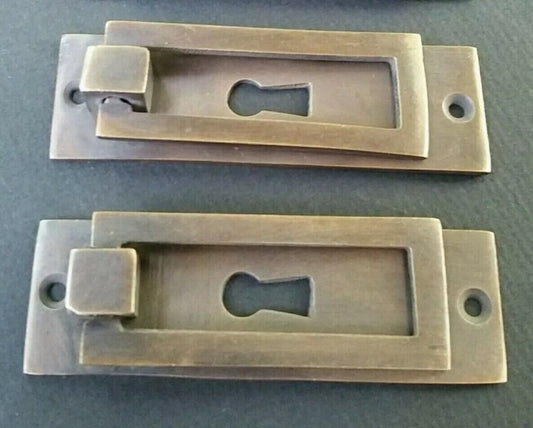 2 Antique style Arts and Crafts Mission brass handle pull #H32