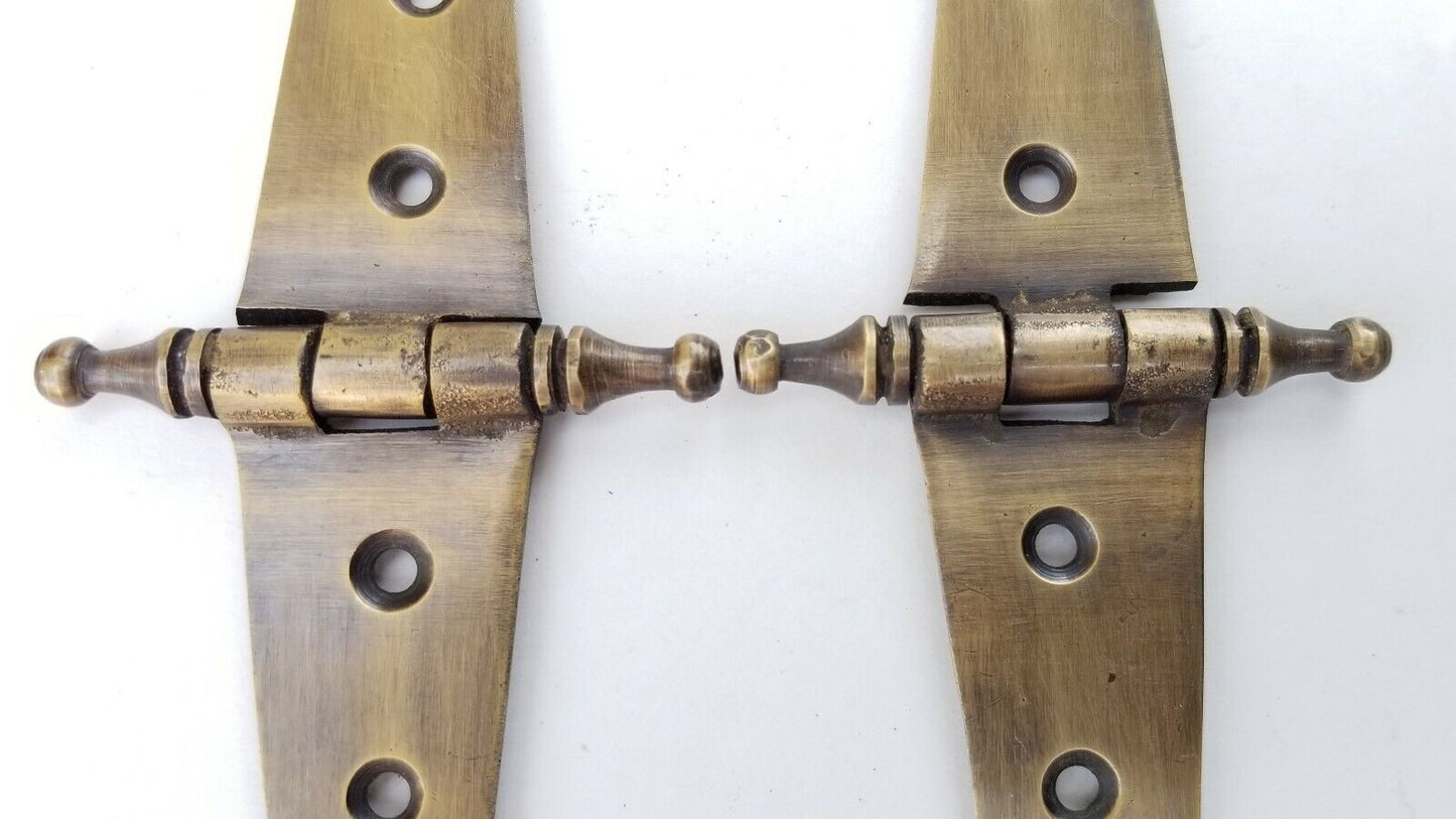 Pair Brass Rustic Hinges Antique Vintage Style Door Trunk Box Chest Lid 6" #Q6