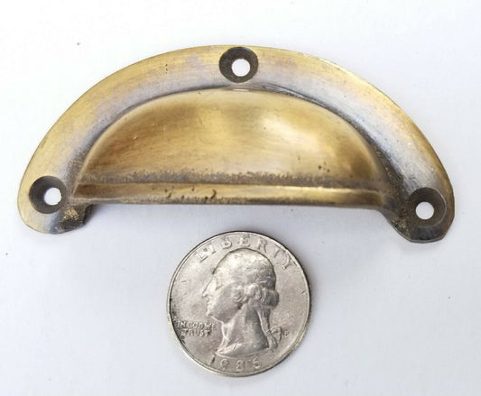 Sm. Ant. Style Bin Cup Pull Drawer Cabinet Handle Solid Brass 2-1/2"cntr. #A11