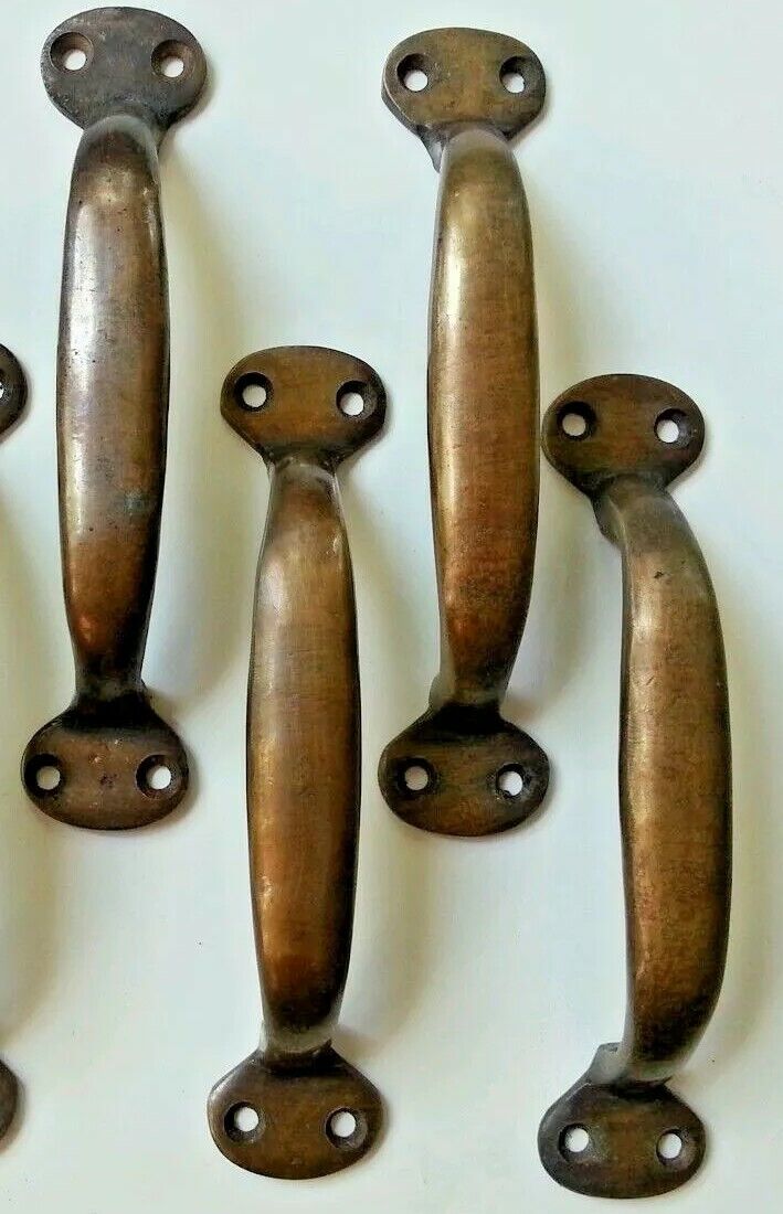 4 Solid Brass Ant. Style File Cabinet Trunk Chest Handles Pulls 5-1/2" wide #P1