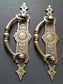 2 Antique Style Ornate Victorian Brass Drawer Handles Pulls (2-3/4" center) #H44
