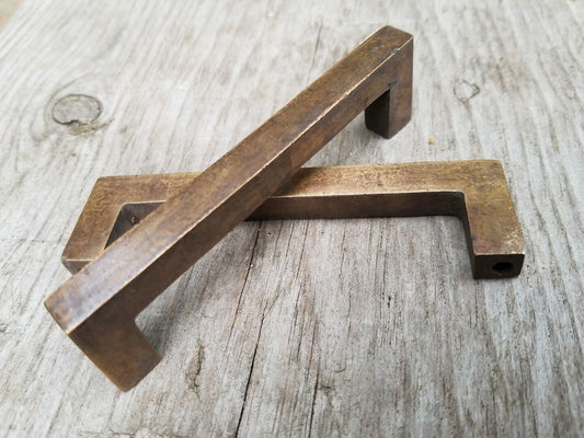 2 Solid Antique Brass Large Strong File Cabinet Drawer Handles 4-1/8"w #P16