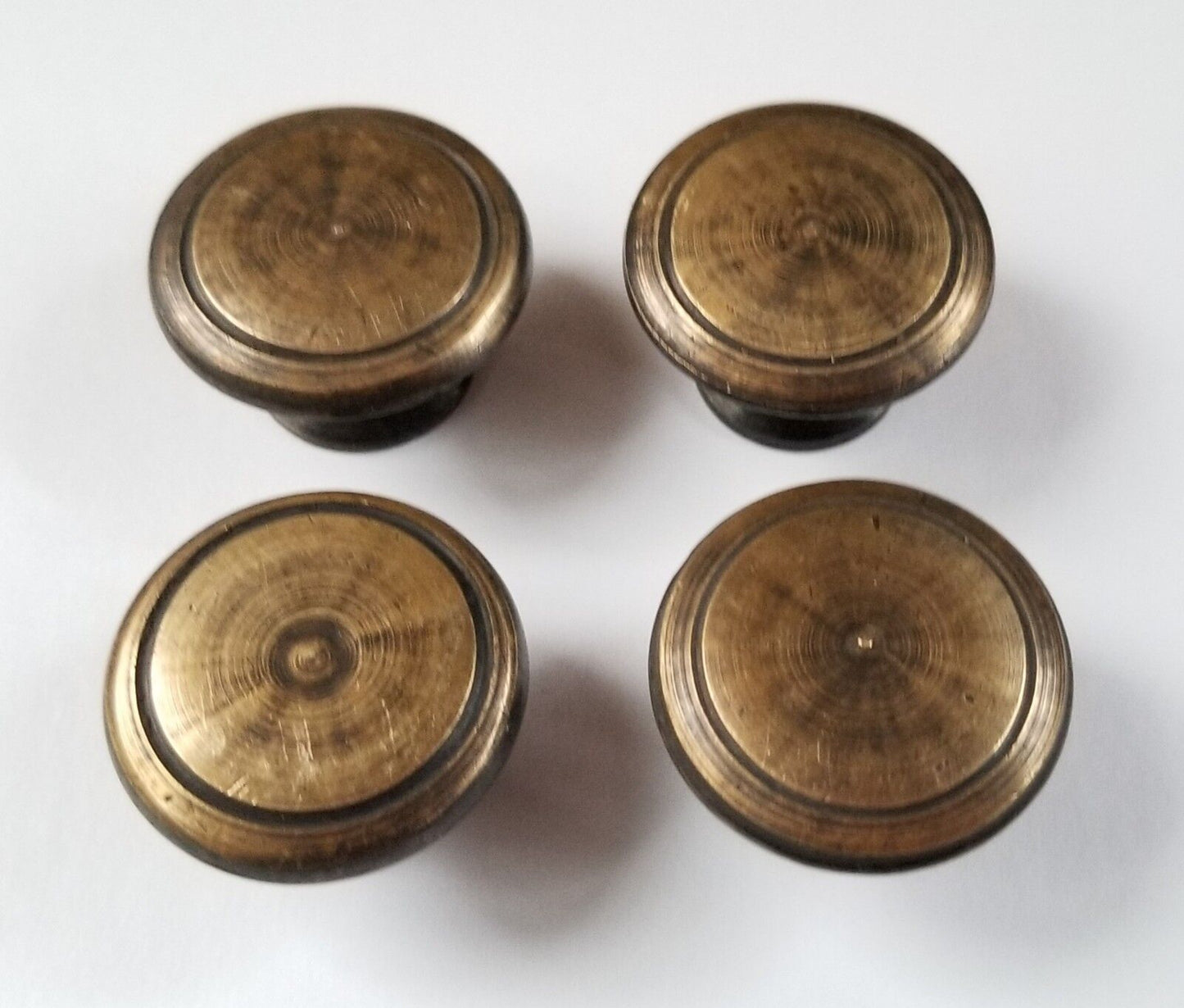 4 Solid Brass Cabinet Cupboard Drawer Round Knobs Pull Handle 1-3/16" dia. #K21