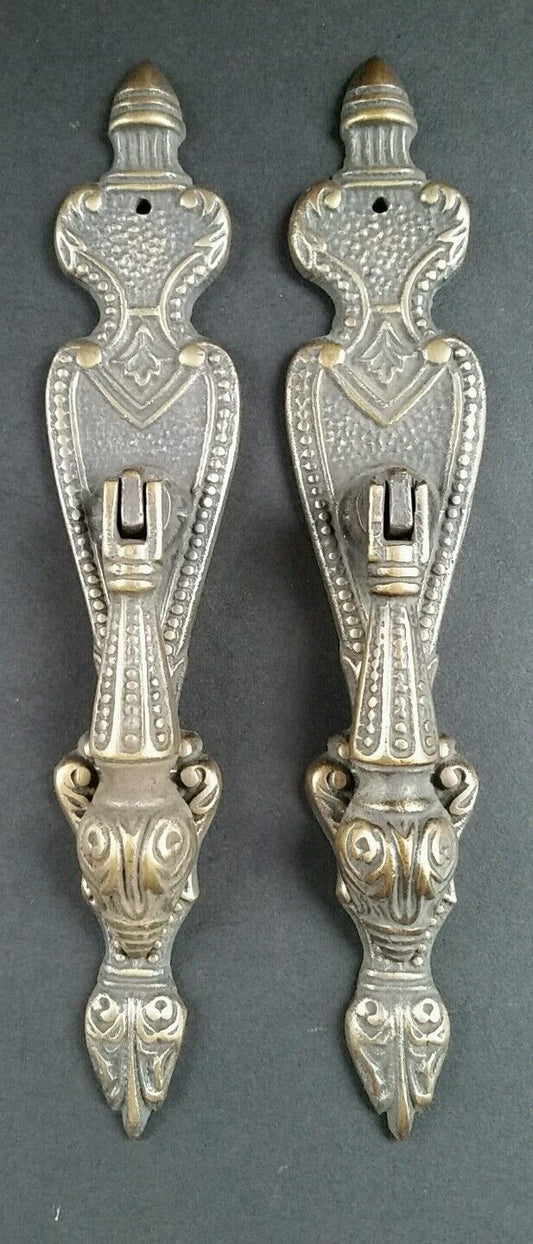 2 Lg.Ornate Vertical Teardrop Brass Handle Drawer Pulls 5 7/8" #H19