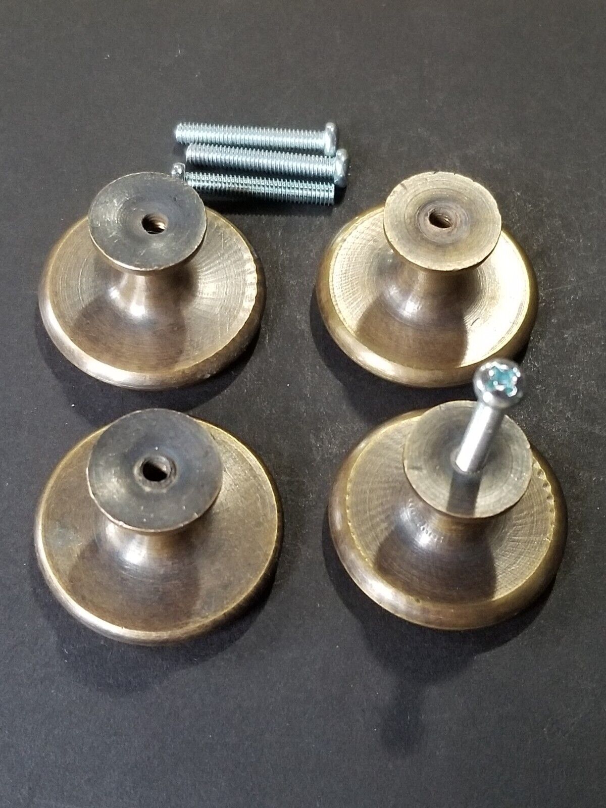 4 x Solid Brass Cabinet Cupboard Drawer Round Knobs Pull Handle 1-3/8" dia. #K27