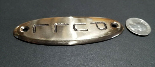 PULL Door or Bell sign Antique Original Art Deco POLISHED Solid Brass 4" #F13