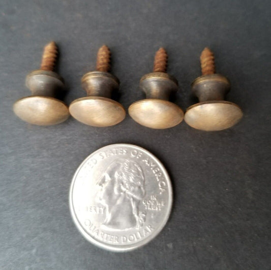 4 Solid Brass VERY SMALL Stacking Barrister Bookcase 7/16" Knobs drawer Pulls #K
