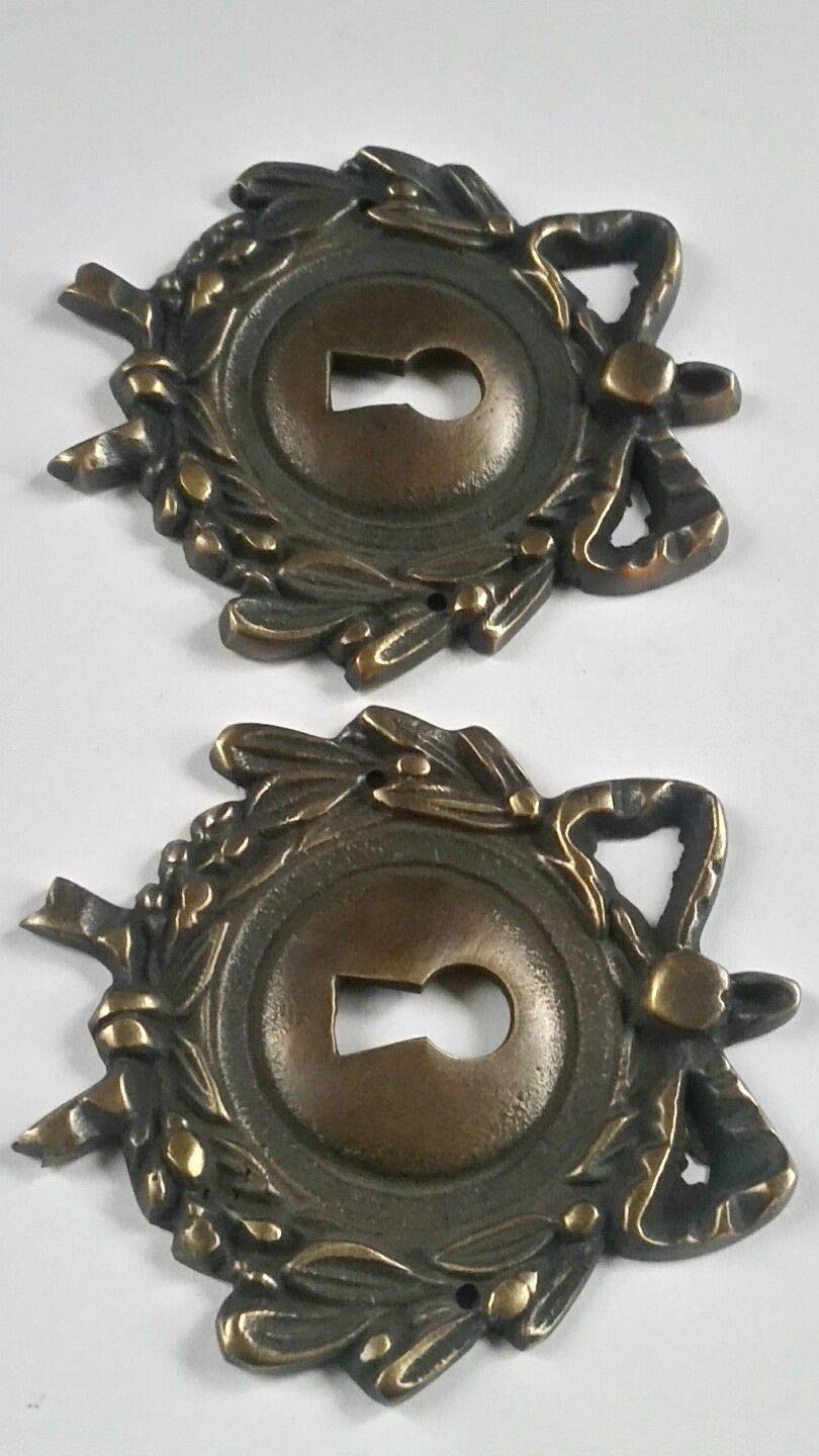 2 Vintage Antique Style Ornate French Escutcheons Key Hole Covers, Jewelry Component 2 3/4" #E12