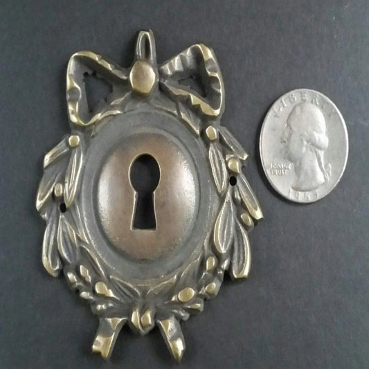 2 Vintage Antique Style Ornate French Escutcheons Key Hole Covers, Jewelry Component 2 3/4" #E12