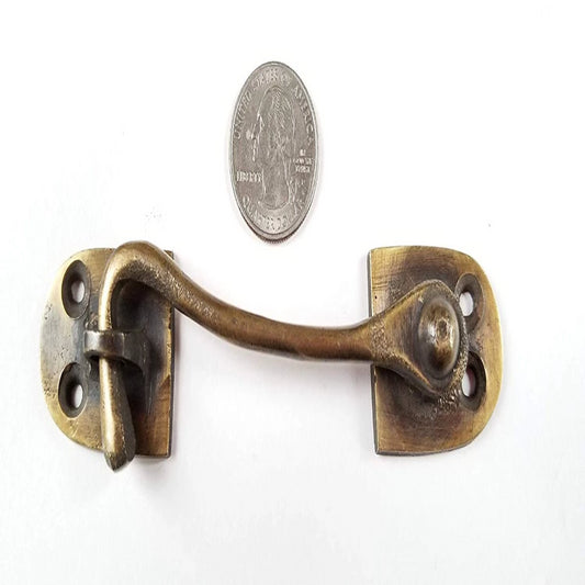 Solid Brass Cabinet, Door, Gate, Shutter, Window, Hook Latch Lock 4-1/2"w. #X25