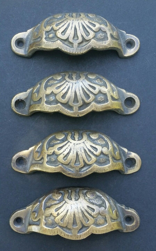 4 Apothecary Drawer Cup Bin Pulls Handles Antique Victorian Style 3 9/16" #A2