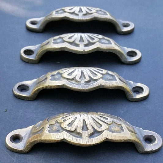 4 Apothecary Drawer Cup Bin Pulls Handles Antique Victorian Style 3 9/16" #A2