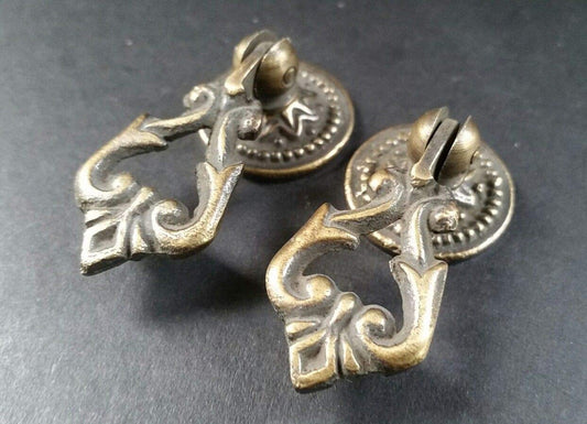 2 Tear Drop Pendant Brass Victorian Style H8