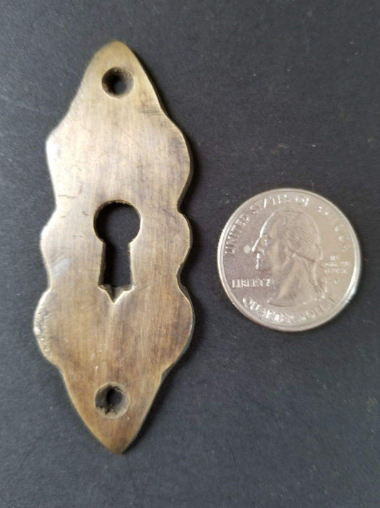 4 Vintage Antique Brass escutcheons 2 3/4" Tall x 1" Wide, Jewelry Component #E3