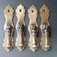 4 Ornate Teardrop Pendant Brass Handles Drawer pulls Scalloped Back 3 3/4" #H41