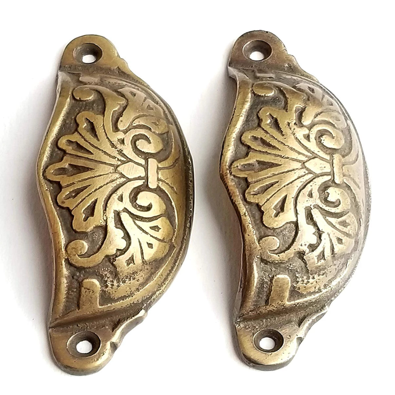 2 Ornate Apothecary Cabinet Drawer Cup Pull Handles Victorian Style 4 1/8" #A1