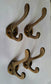 4 Antique Vintage Solid Brass Coat, Hat, Towel Double Hooks with 6 sided backplate 2 1/4" long #C3