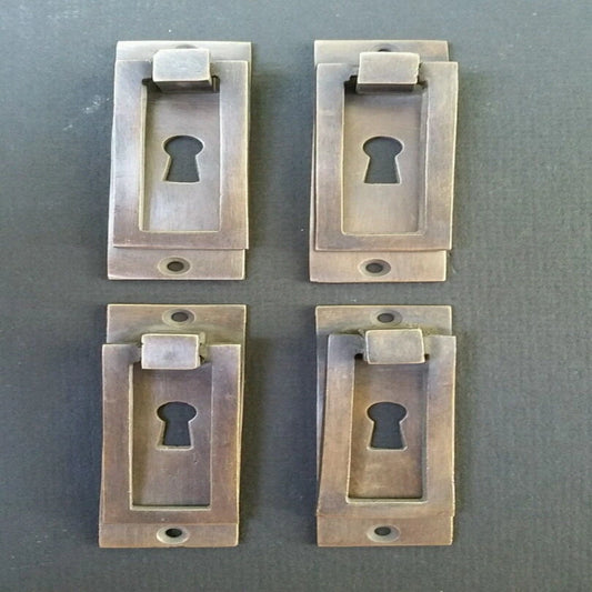 4 Arts and Crafts, Mission Style, Pull, Antique style escutcheon, Doors, Locks, Solid Brass#H32