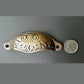 6 large Solid tarnished brass ornate apothecary bin pull handles, Victorian style, hand made  #A1