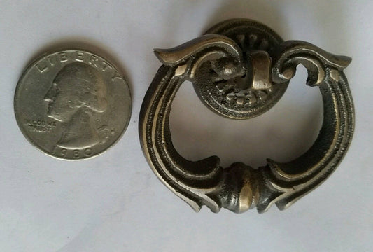 4 Ornate Handles Pulls w Detailed Drop Ring Antique Vintage Style 1 3/4" #H10