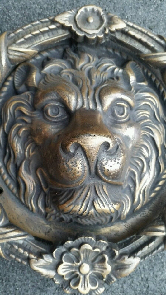 Unique,hand made,Large Solid Brass, Impressive, Lion Head Door Knocker 8" dia. weighs 4lb 14oz#D3