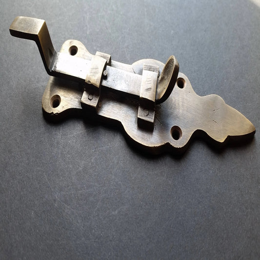 Solid Vintage Friction Slide Gate Door Latch Cabin Retro Brass Fitting Lock Hasp 4 3/4" #X6