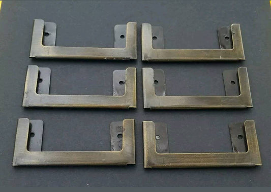 Set 6 Antique Vintage Style File Cardholder Label Holders Slots 3 1/2" x 1 5/16" #F5