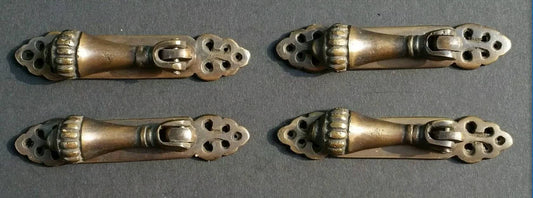 4 Vintage Style Victorian Vertical Mount Ornate Drop Pulls Handles Solid Brass 2-7/8"#H6