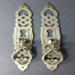 2 Lg.Ornate long Brass Handle Drawer Pulls knobs 5 3/8" x 7/8" #H37