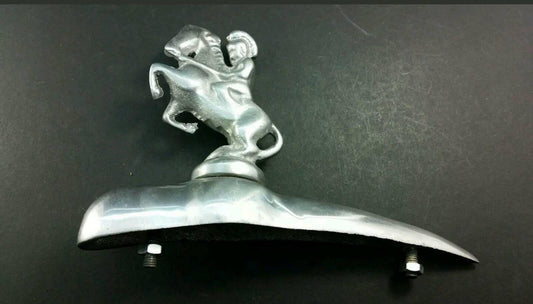 Vespa motorcycle Horseman hood/fender ornament emblem 6 1/4" Deco style