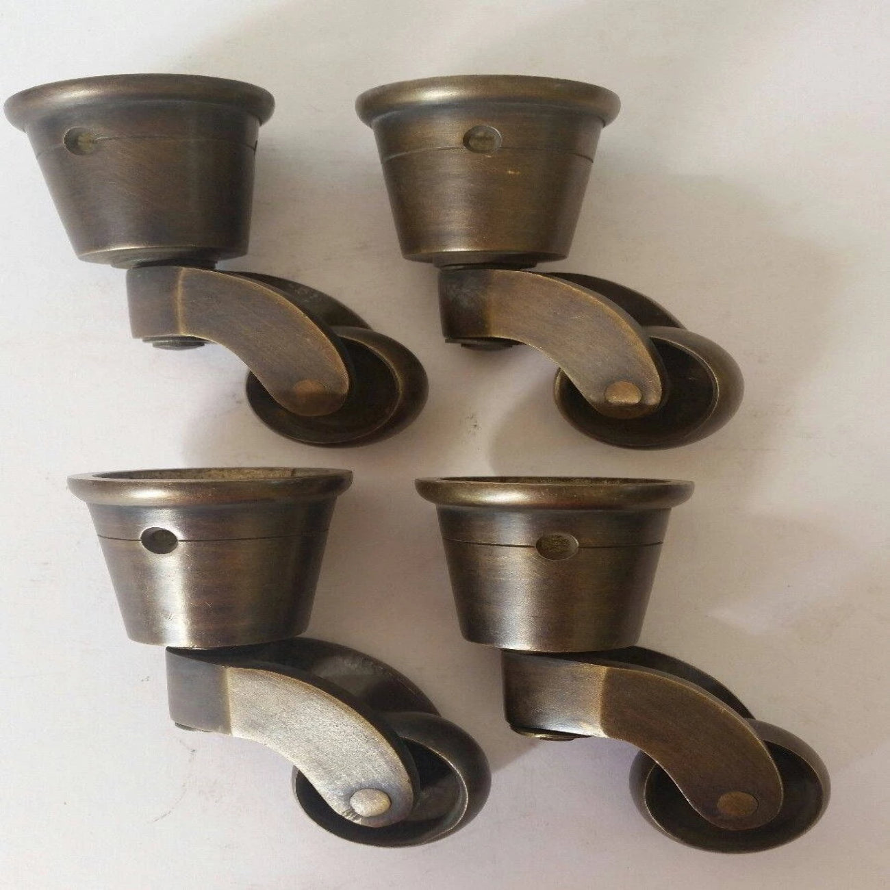 Set 4 Vintage Style Solid Brass Strong Swivel Caster Wheels, Furniyure Wheels Brass Round Cap #W3