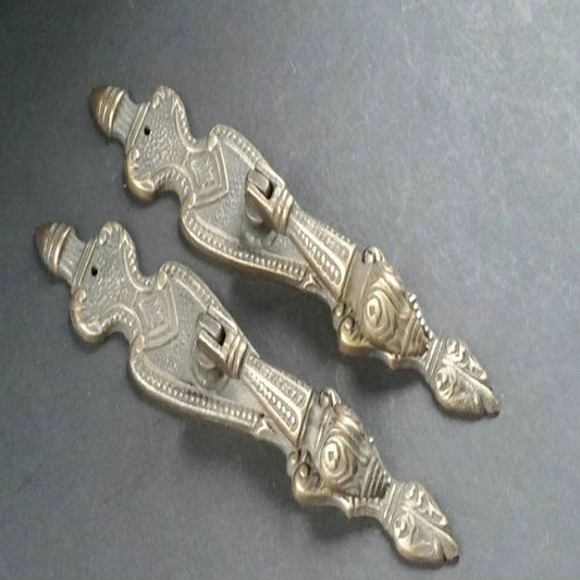 2 Handles, large decorative Brass teardrop pendant handles classic ornate design pulls #H19