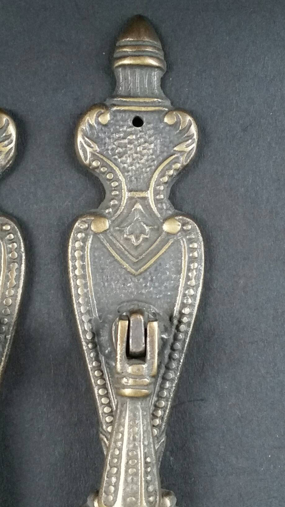 2 Handles, large decorative Brass teardrop pendant handles classic ornate design pulls #H19