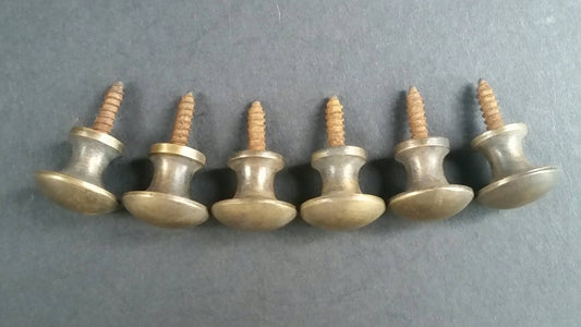6 Vintage Antique Style Barrister Bookcase Round Solid Brass Knobs 5/8" dia. #K2
