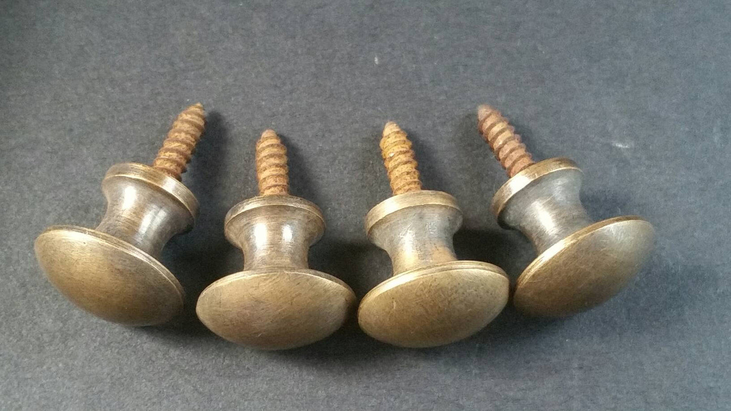 4 Antique Style Bookcase Small Knobs Pulls, Solid Tarnished Brass, Macey ,Globe Wernicke #K2