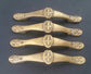 4 Antique  Style French Fleur de Lis solid brass handles, pulls 5-5/8" long w. bolts, hand made #P3