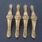 4 Antique  Style French Fleur de Lis solid brass handles, pulls 5-5/8" long w. bolts, hand made #P3