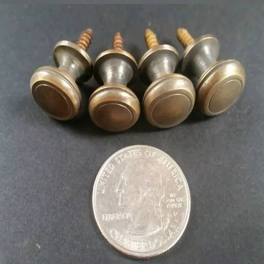 4 Solid Brass SMALL round knobs, Stacking Barrister Bookcase 1/2"dia Knobs drawer Pulls #K18