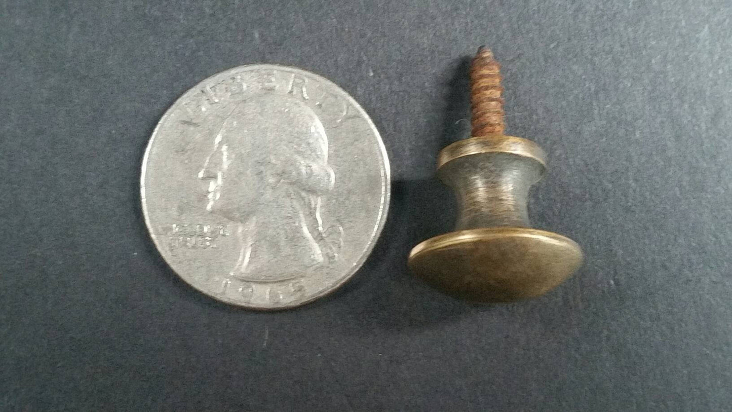 2 Antique Style Barrister Bookcase Small Knob Pull,  Solid Tarnish Brass, Macey, Globe Wernicke  #K2