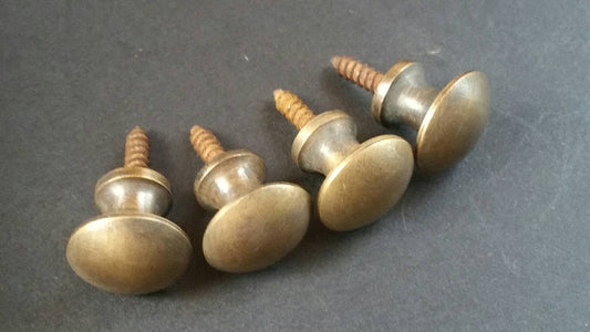 4 Antique Style Bookcase Small Knobs Pulls, Solid Tarnished Brass, Macey ,Globe Wernicke #K2