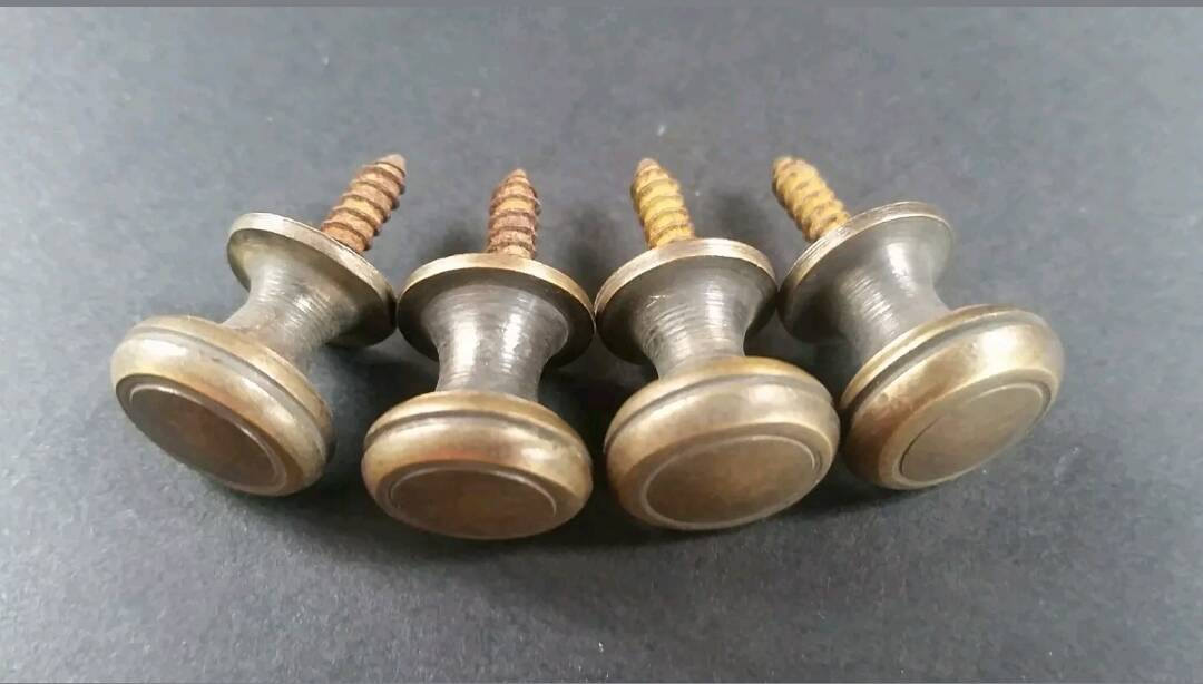 4 Solid Brass SMALL round knobs, Stacking Barrister Bookcase 1/2"dia Knobs drawer Pulls #K18
