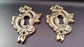 2 Small Antique French Brass Fancy Keyhole Cover, Louis XIV French Country, approx 1-1/4" wide #E15