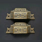 2 Antique Vintage Style Solid Brass Victorian Eastlake Apothecary Bin Pull Handles 4-9/16" wide #A6