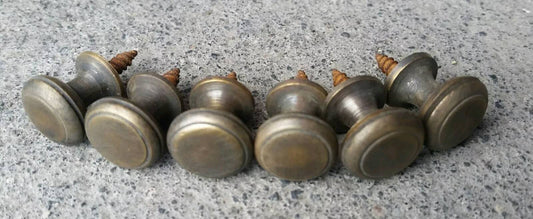 6 Solid Brass SMALL Stacking Barrister Bookcase 1/2"dia Knobs drawer Pulls #K18