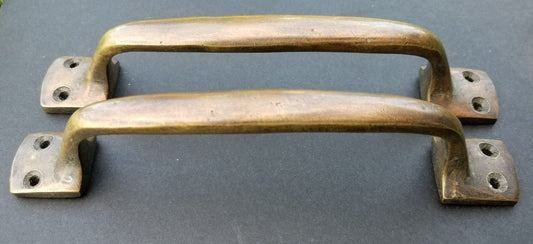 2 Large Solid Antique brass large strong file cabinet trunk handles 6 7/8" #P9