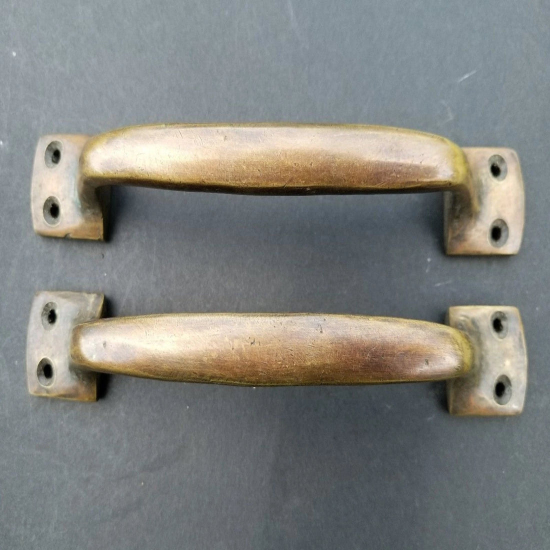 2 Large Solid Antique brass large strong file cabinet trunk handles 6 7/8" #P9
